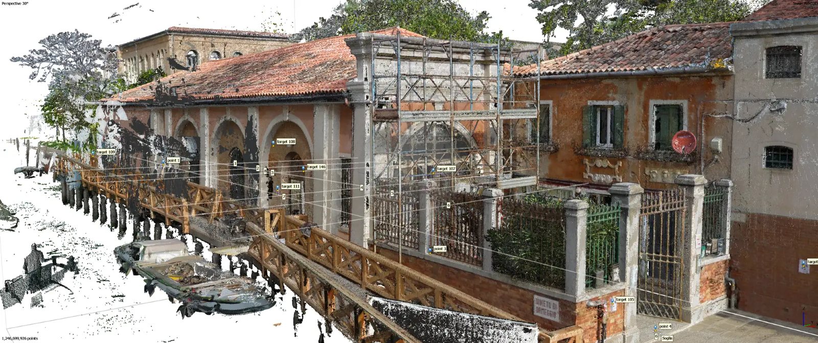 Nuvola di punti da laser scanner Trimble X9 – rilievo 3D di edifici a Venezia